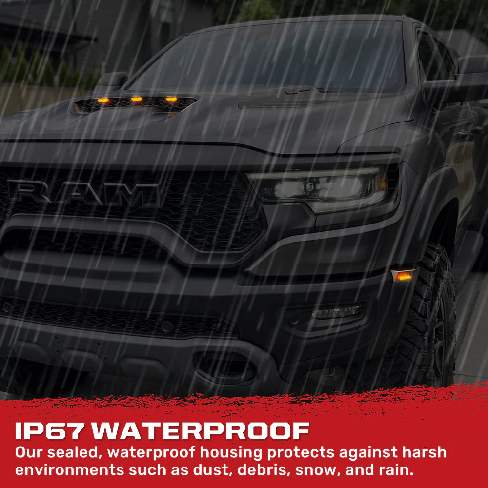 Recon Dodge 21-25 RAM 1500 TRX 7-PC Fender & Hood Light Kit Smoked Lens Amber LED Running Lights w/ Startup Light Sequence - Multiple Options