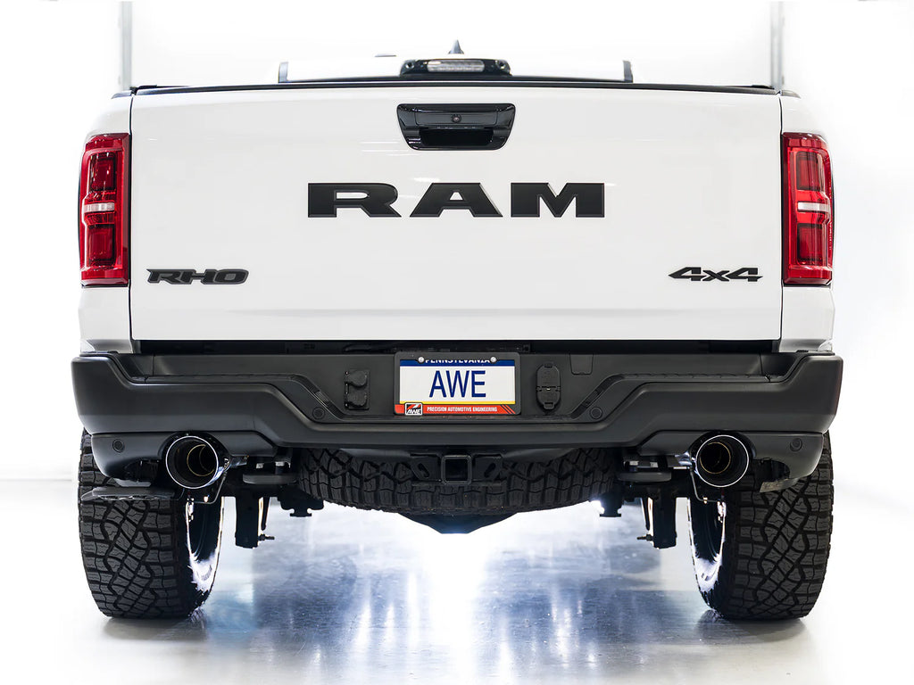 AWE Tuning 2025+ RAM 1500 RHO 3.0 I6 TT 0FG Dual Rear Exit Cat-Back Exhaust - Diamond Black Tips
