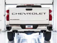 Load image into Gallery viewer, AWE Tuning 4th Gen GM 1500 6.2L 0FG Cat-Back Split Rear Exit (w/ Bumper Cutouts) - Quad Chrome Tips