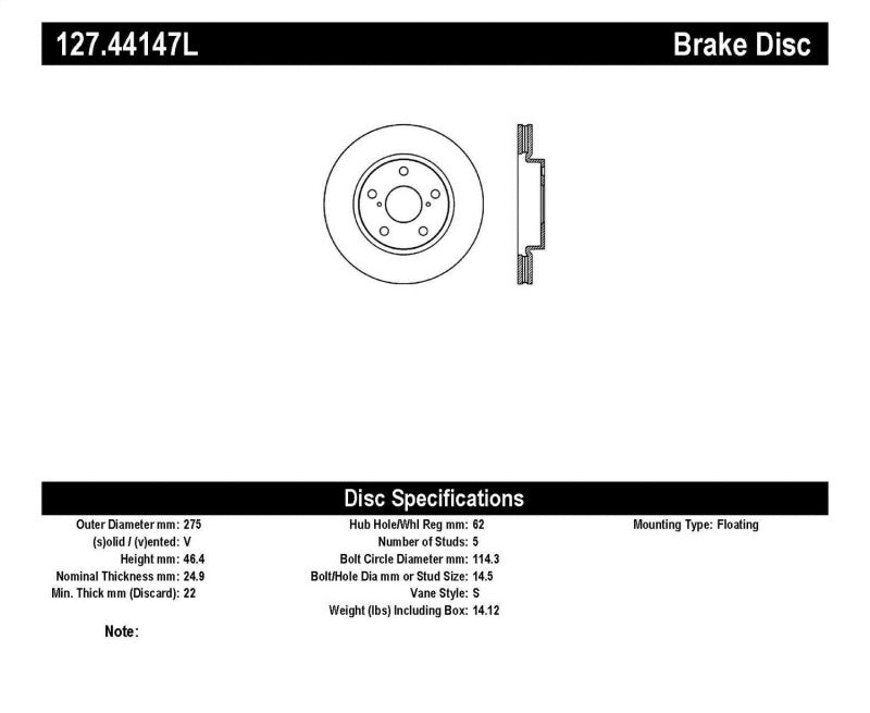 StopTech SportStop 10 Lexus HS 250h / 08-09 Scion xB Slotted & Drilled Left Front Rotor